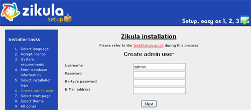 zikula create user