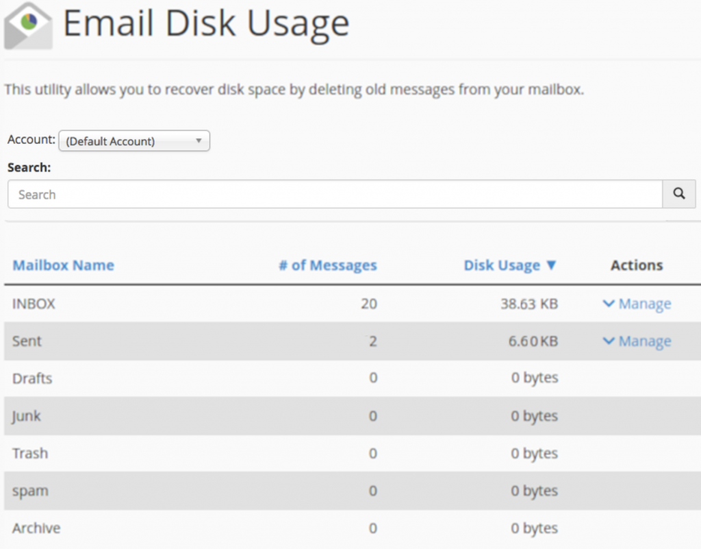 manage email disk space usage