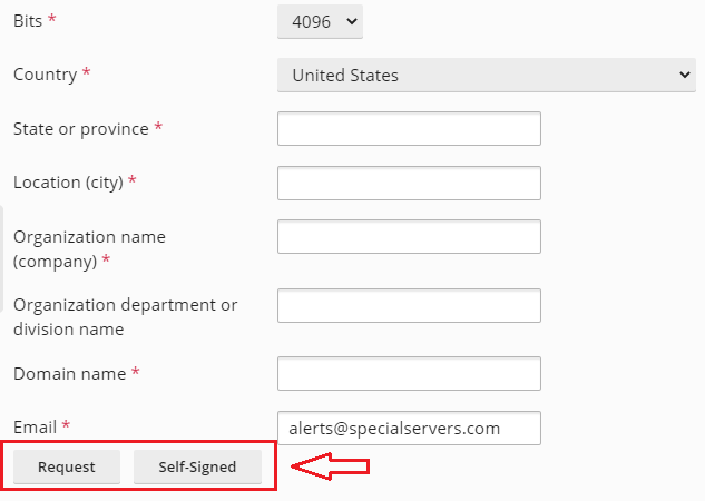 Request' or ‘Self-Signed