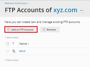 Add an FTP Account