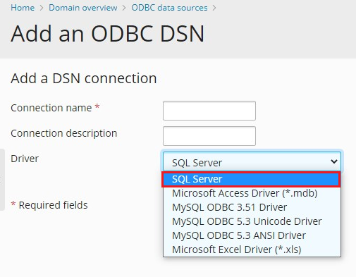 Add an ODBC DNS