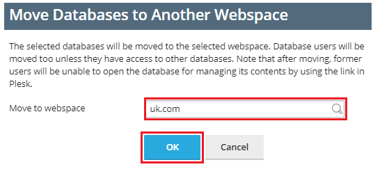 Move database to another webspace