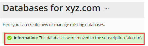 database moved successfully