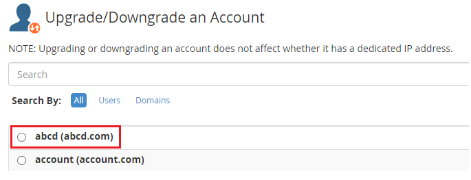 Upgrade/Downgrade an Account