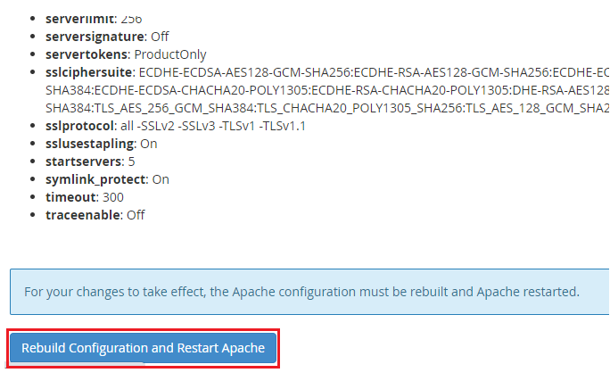 Rebuild Configuration and Restart Apache