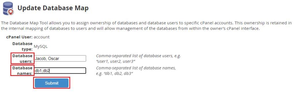 database names
