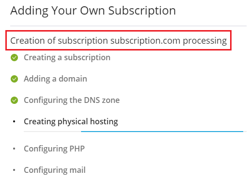 Creation of subscription