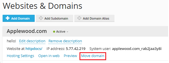 Move a Domain