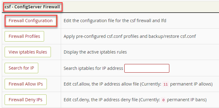 Click on “Firewall Configuration”