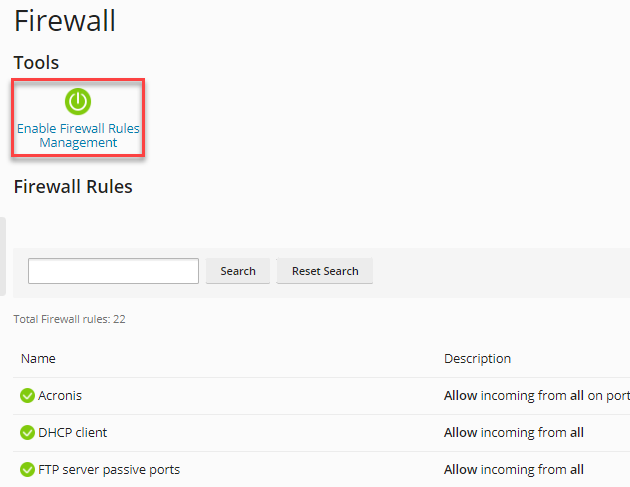 Enable Firewall Rules Management