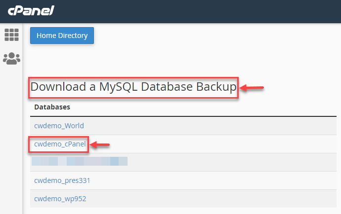 Download a MySQL Database backup