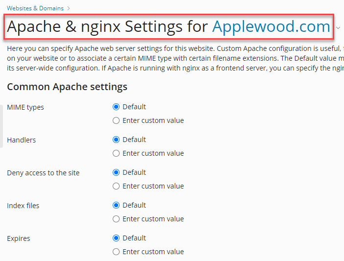 Apache & Ngnix settings