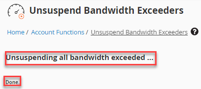 Unsuspending bandwidth