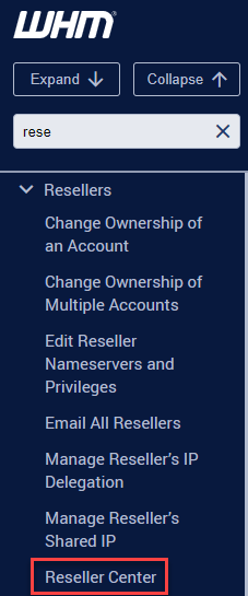 Click on the “Reseller Center”