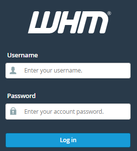 Log in to WHM