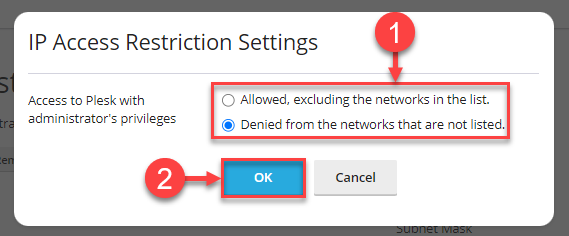 Access to Plesk with administrator's privileges