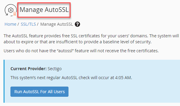 Run AutoSSL for all users