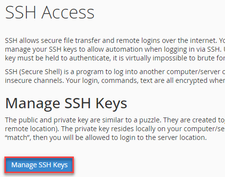 Manage SSH keys