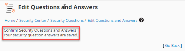Your security question answers are saved
