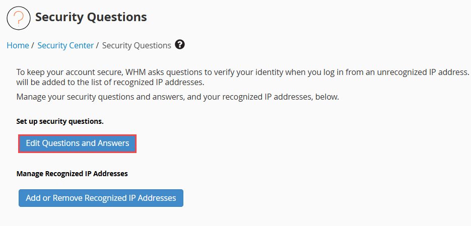 security questions