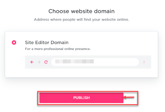Select Website Domain > Publish