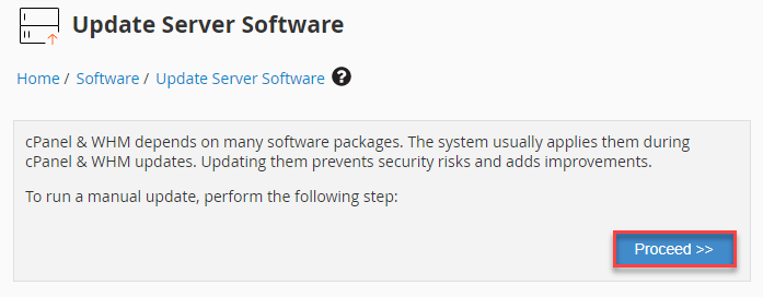 Proceeding to Update server software
