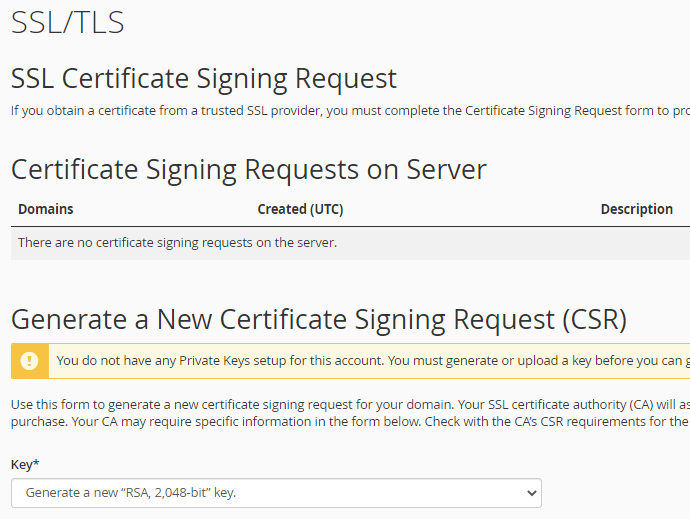 Generate a New Certificate Signing Request (CSR)