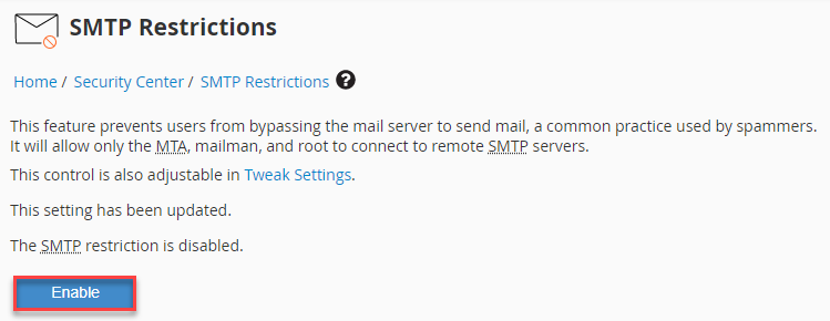 Enable SMTP Restrictions