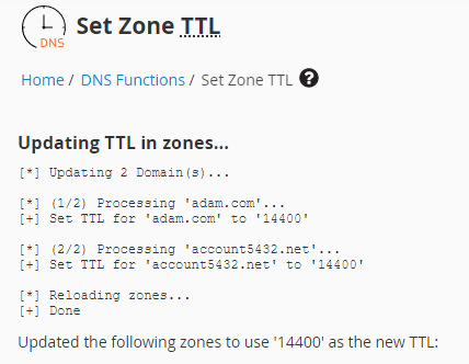 Updating TTL in Zones