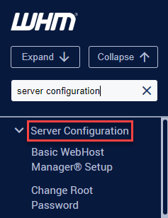 Select the “Server configuration”