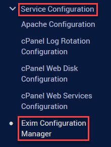 Exim Configuration manager