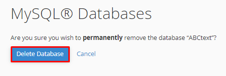 delete a mysql database