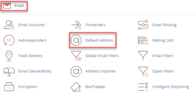 email, default address