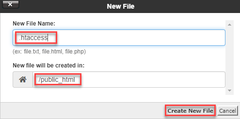 create a new .htaccess file