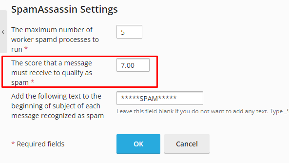 Adjust the spam score