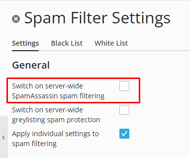 spam settings