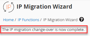 IP migration complete
