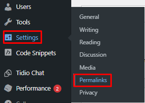 Settings > Permalinks