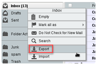 export mail using Horde